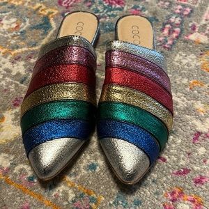 Coconuts rainbow metallic slip on loafers/flats